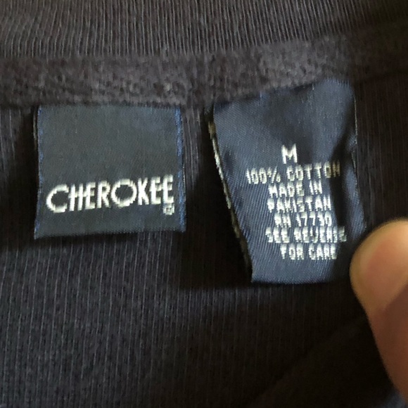 Cherokee Blue Sweayshirt with red grey and white stripe Mens Medium - Picture 3 of 3